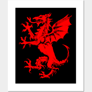 Welsh Cymru Dragon Red Ink Posters and Art